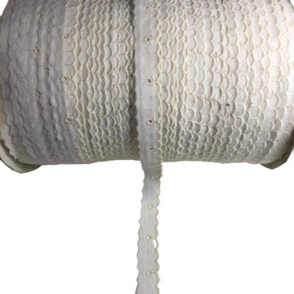 10 Yards Vintage Eyelet Lace Trim Cotton Off White Natural Craft Sewing 1/2"